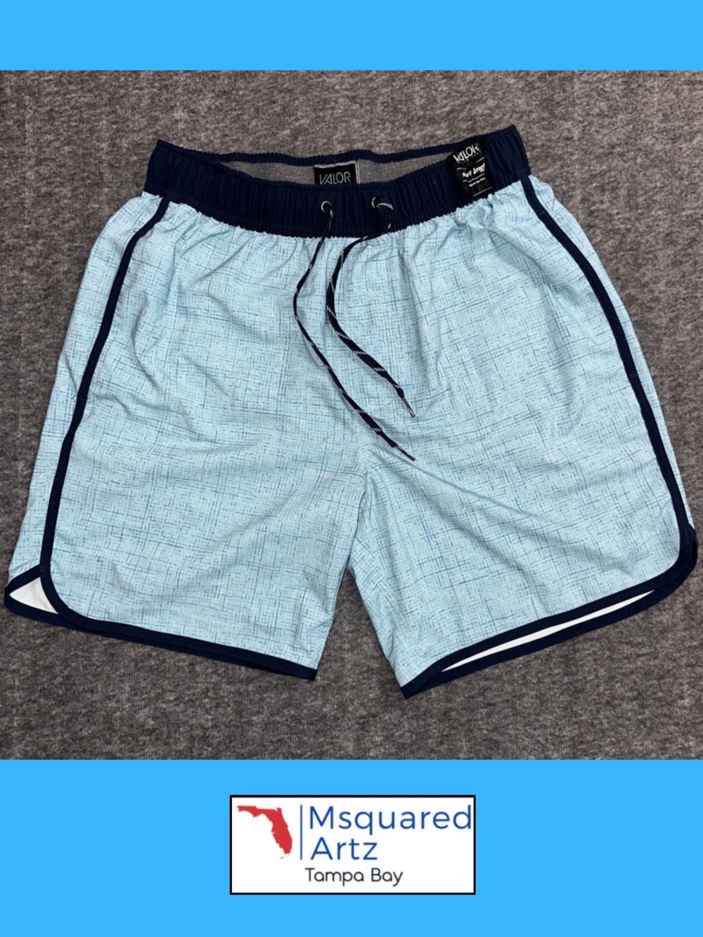 Valor Collective Swim Trunks Light Blue Shorts Mens Small Beach